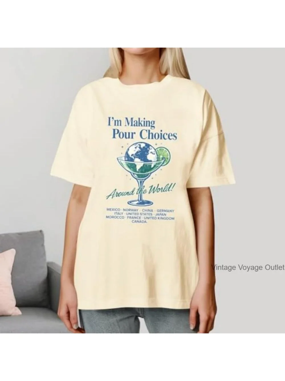 Drink Around the World Graphic Tee - Summer Vacation Shirt